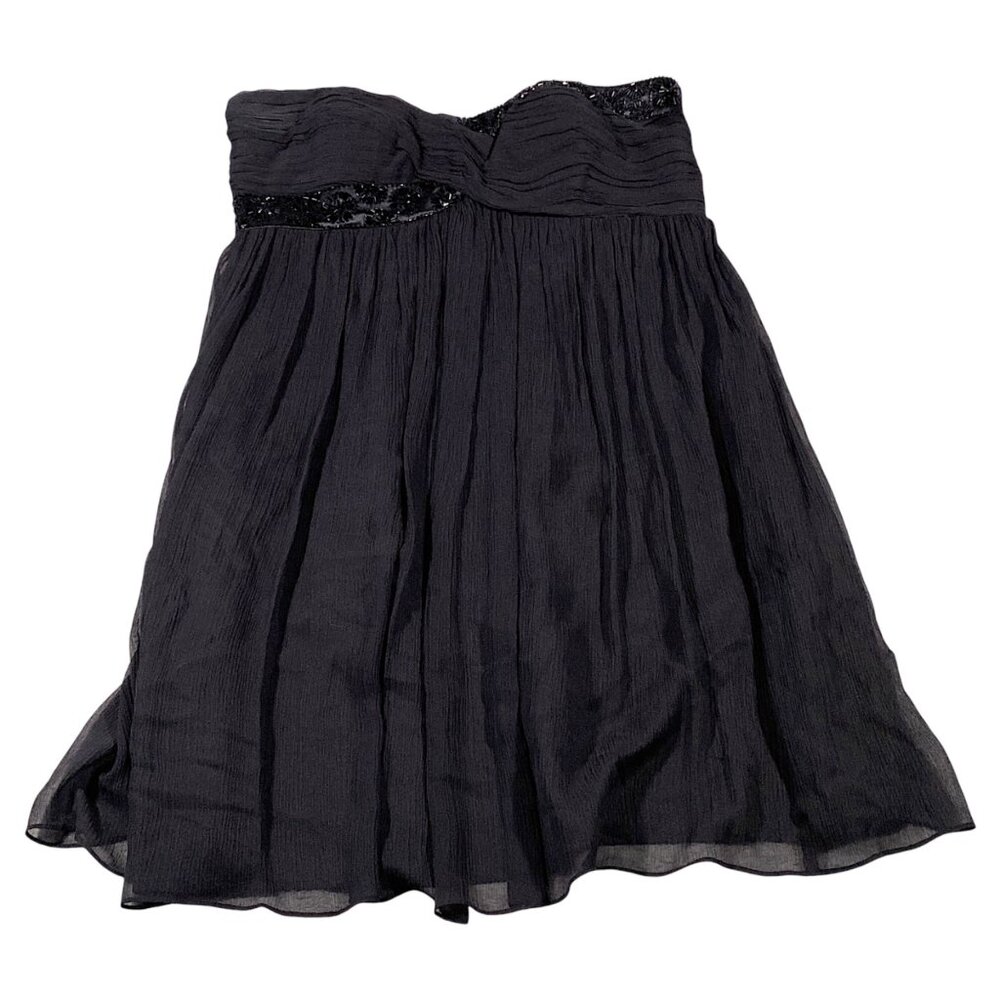 Maggy London Dress Womens 16 Black Mini Chiffon Beaded Formal Cocktail Evening